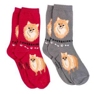 Pomeranian Spitz Pomerania Toy Tiny Dog Rescue 2 Pairs Women's Foozys Socks